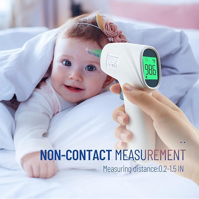 Touchless Thermometer for Adults, Digital Infrared Thermometer Gun with Fever Alarm 2 in 1 Mode,