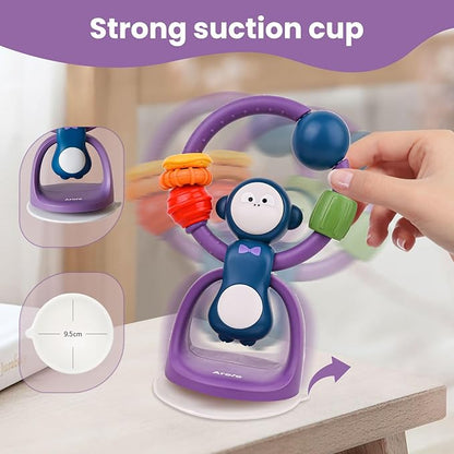 Infant High Chair Toys, Spinning Sensory Toys with Suction Base 2-in-1 Suction 6-12 Months,