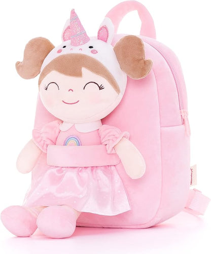 Gloveleya Toddler Backpack Kids Backpack soft unicorn Girl Doll Backpacks 9"