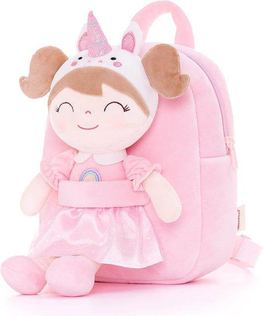 Gloveleya Toddler Backpack Kids Backpack soft unicorn Girl Doll Backpacks 9"