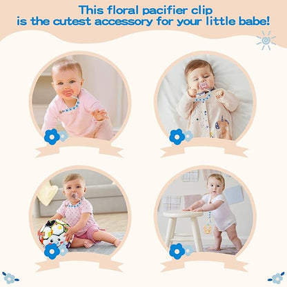 Pacifier Clip for Boys Girls Floral Daisy Macrame Paci Clip