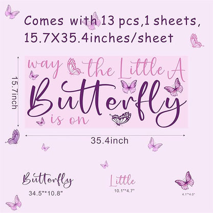 Butterfly Baby Shower Party Decal for Backdrop A Little Butterfly