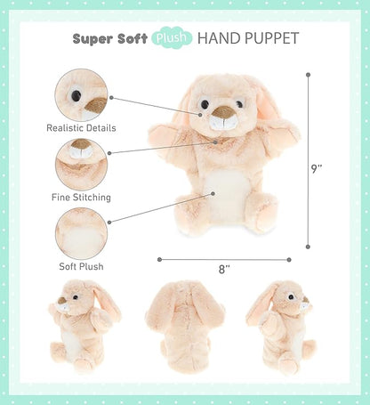 DolliBu Rabbit Plush Hand Puppet For Kids - Soft Plush