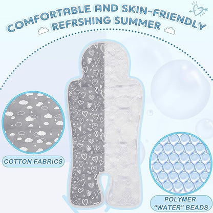 Pinkunn Gel Car Seat Baby Cooling Pad for Summer Breathable Stroller Cooler Pad Multifunctional Carseat Cooling Mat for Baby Child Dining Chair Safety Seat Stroller(Gray,Heart)