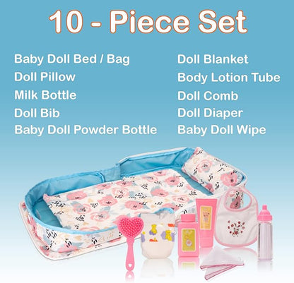 Baby Doll Bed - Portable Doll Bassinet 21 inches