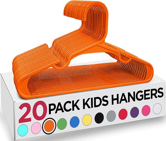Utopia Home 20 Pack Kids Hangers - 11.5 Inch Plastic Baby Hangers for Closet - Childrens Hanger for Clothes & Infant Hanger for Closet - Ideal for Everyday Standard Use (Orange)