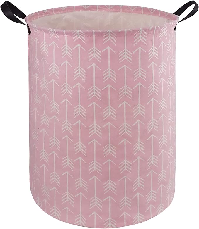 Round Pink Color Laundry Hamper Storage Basket Organizer Hamper Storage