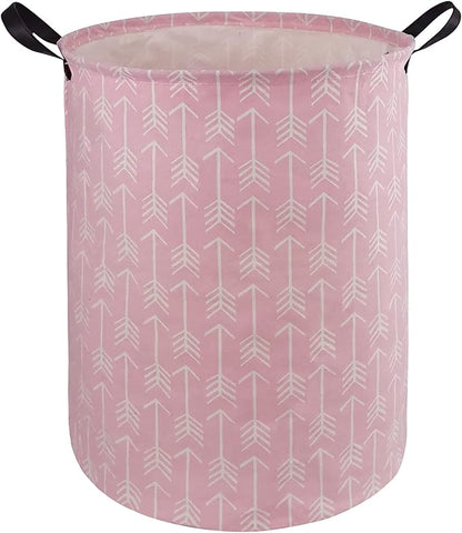 Round Pink Color Laundry Hamper Storage Basket Organizer Hamper Storage