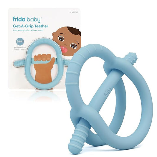 Frida Baby Get-A-Grip BabyTeether for Teething Relief | 100% Food-Grade Silicone Teething Toys for Baby 0-6, 12 18 Months