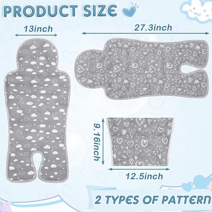 Pinkunn 2 Pcs Gel Car Seat Cooling Pad for Baby Summer Breathable Ice Cushion Multifunctional Ice Stroller Cooler Mat for Stroller Baby Dining Chair Child Safety Seat(Assorted Color,Heart, Cloud)