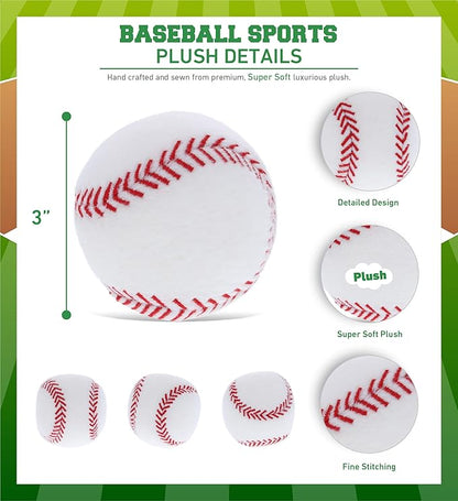 DolliBu Baseball Plush - Fluffy Soft Plush Ball for Playing Catch with Kids, Playtime Squishy Baseball Plush Toy for Girls and Boys 3 Inch