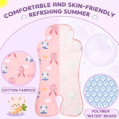 Pinkunn Gel Car Seat Baby Cooling Pad for Summer Breathable Stroller Cooler Pad Multifunctional Carseat Cooling Mat for Baby Child Dining Chair Safety Seat Stroller(Pink,Rabbit)
