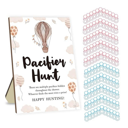 Baby Pacifier Hunt Game, Baby Shower Games Set 50 Mini 50 Blue