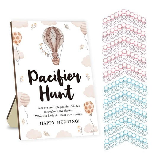 Baby Pacifier Hunt Game, Baby Shower Games Set 50 Mini 50 Blue