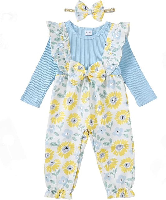 Newborn Baby Girls One Piece Romper Jumpsuit Cute Floral Print