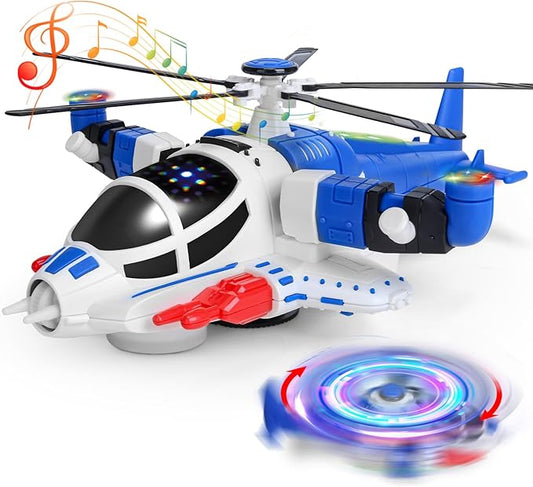 HOLYFUN Toddler Airplane Toys for Boys, Helicopter Toys with Sounds and Lights 3 4 5 Year
