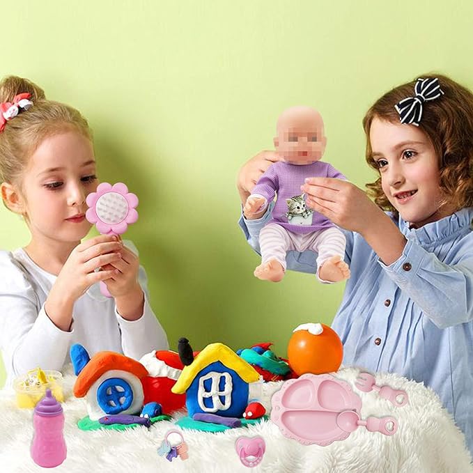 SOTOGO 34 Pieces Baby Doll Care Set Doll Feeding and