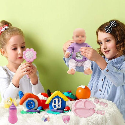 SOTOGO 34 Pieces Baby Doll Care Set Doll Feeding and