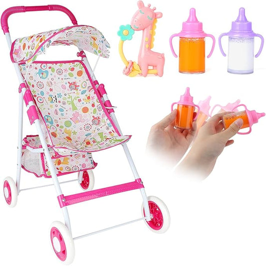 deAO Baby Doll Stroller Set Baby Doll Accessories with Feeding 12in 14in 16in Doll