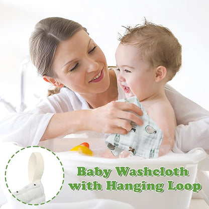 Zainpe 4Pcs Muslin Baby Hooded Towel & Washcloth Set Penguin 31.5 x 31.5 in