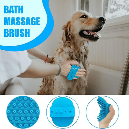 Dog Brush Dog Grooming Kit 5PCS - Dog Brushes for Grooming, Dog Brush for Shedding,Puppy Brush and Flea Comb for Dogs, Slicker Brush for Dogs Comb and Dog Hair Brush Set Blue
