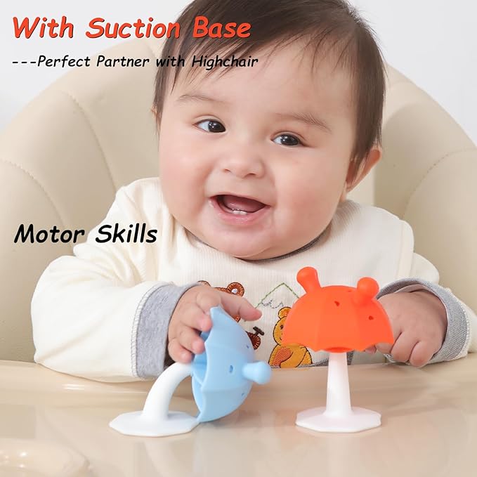 Teething Toys for Babies 0-6 Months, Seposeve Umbrella Teether with Suction Base 6-12 Months 12-24 Months,