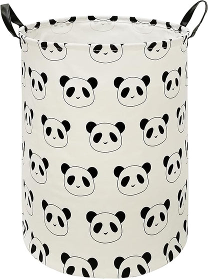 Round Panda Pattern Laundry Hamper Storage Basket Organizer Hamper Storage