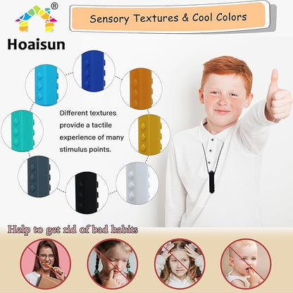 Chewy Necklace Sensory Boys and Girls, 8 Pack Sensory Chew Necklaces for Kids with Autism