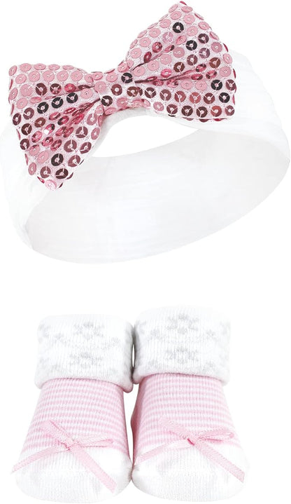 Hudson Baby Girl's Headband and Socks Giftset