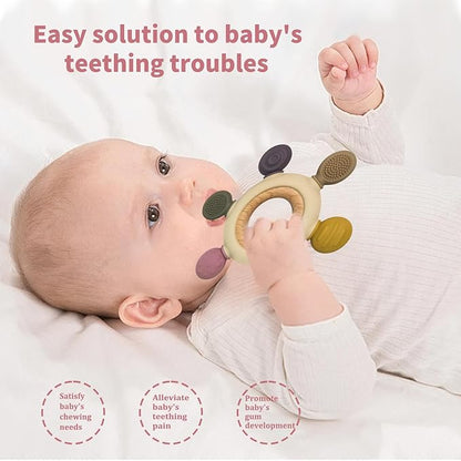 Baby Teething Toys with Wooden Ring, Teethers for Babies 3-6 Months