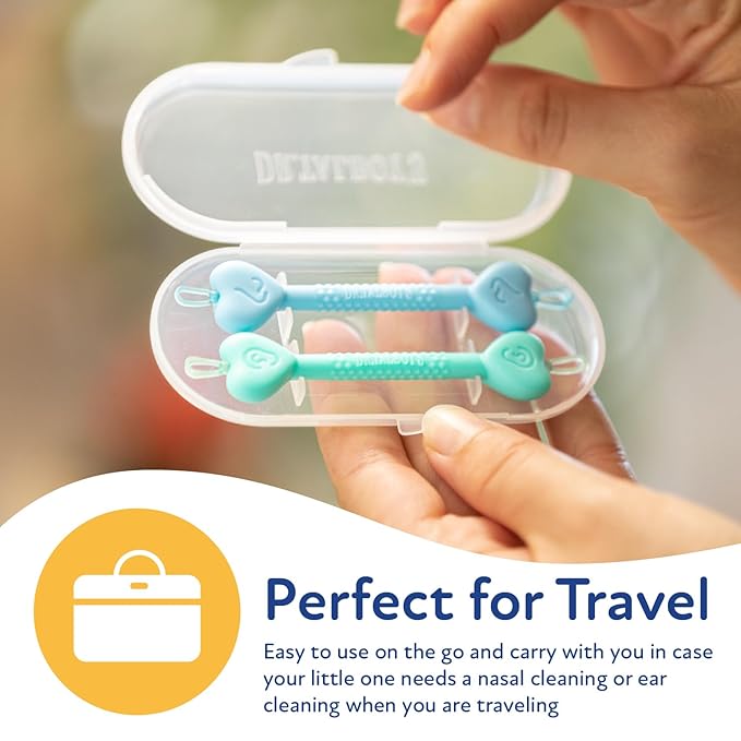 Dr. Talbot?s Baby Safe Nose and Ear Cleaner Set with Hygienic Travel Case, Gentle Dual-Ended Easy Mucus and Wax Remover Tool 2 Pack,
