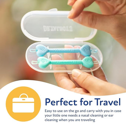 Dr. Talbot?s Baby Safe Nose and Ear Cleaner Set with Hygienic Travel Case, Gentle Dual-Ended Easy Mucus and Wax Remover Tool 2 Pack,