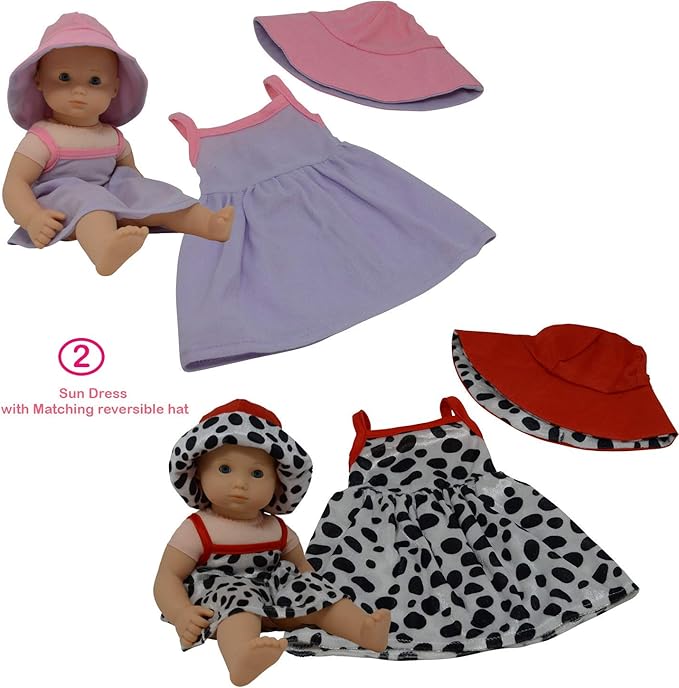 Baby Doll Clothes New Born Baby Doll Outfits for 14 15 and 16 inch Dolls Includes Doll Accessories Bottle, Pacifier