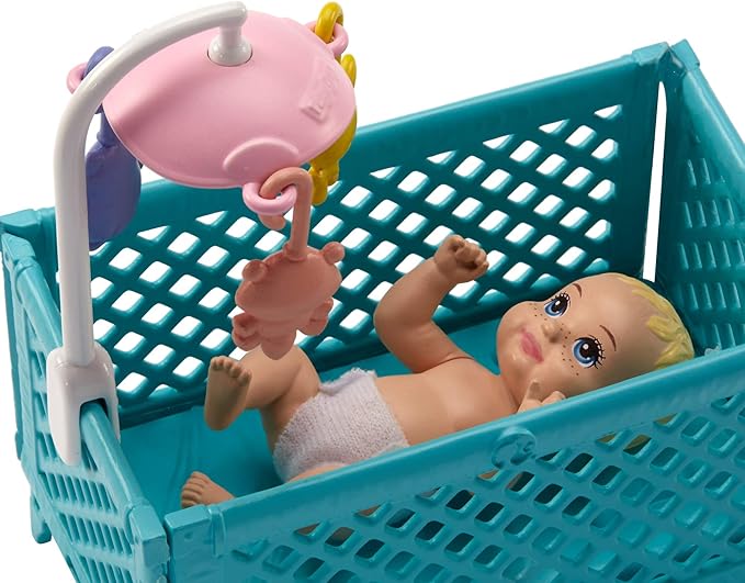 Barbie Babysitting Playset with Skipper Friend Doll, Color-Change Baby Doll 3 to 7 Year