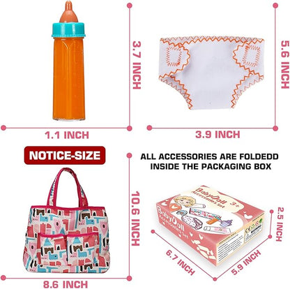 14 Pack Baby Doll Accessories, Baby Doll Feeding and Caring Set includes Diaper Bag