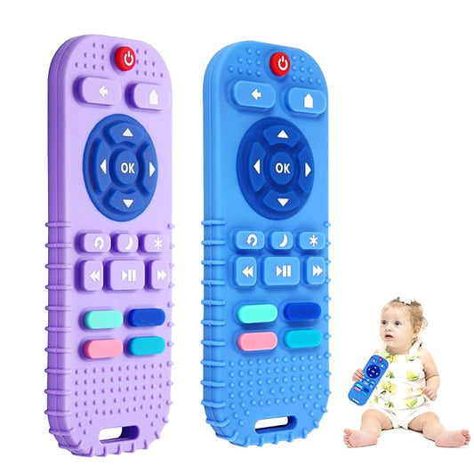 Hooku 2 Pack Silicone Teethers for Babies 6-12 Months, Sensory Teething Toys for Newborns to Toddlers