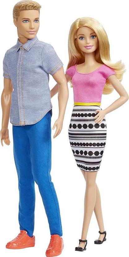 Barbie & Ken Doll Set, 2-Pack of Fashion Dolls Featuring Removable Clothes Including Denim Button Down & Pink Blouse (Amazon Exclusive)