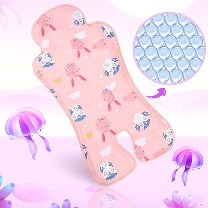 Pinkunn Gel Car Seat Baby Cooling Pad for Summer Breathable Stroller Cooler Pad Multifunctional Carseat Cooling Mat for Baby Child Dining Chair Safety Seat Stroller(Pink,Rabbit)