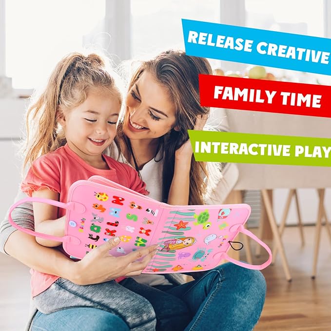 Guolely Busy Board Montessori Toy for 1 2 3 4 Year Old Toddlers - Educational Activity Developing Sensory Board for Basic Dress Fine Motor Skills