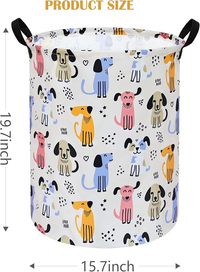 Round Dog Pattern Laundry Hamper Laundry Basket Storage Basket Organizer