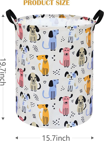 Round Dog Pattern Laundry Hamper Laundry Basket Storage Basket Organizer