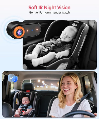 Baby Car Camera – Dual 1080P Rear-Facing Monitor for 2 Kids with 5.2" HD Display, Night Vision, Easy Install & Anti-Shake Mount for Car Seat View