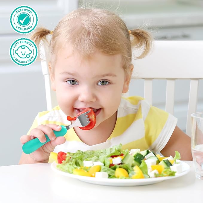 Lehoo Castle Toddler Fork and Spoon, 6pcs Toddler Utensils Kids Silverware, Safe Stainless Steel Toddler Fork Spoon Set, Children Flatware Set, Incudes 3 Spoons and 3 Forks (Mermaid)