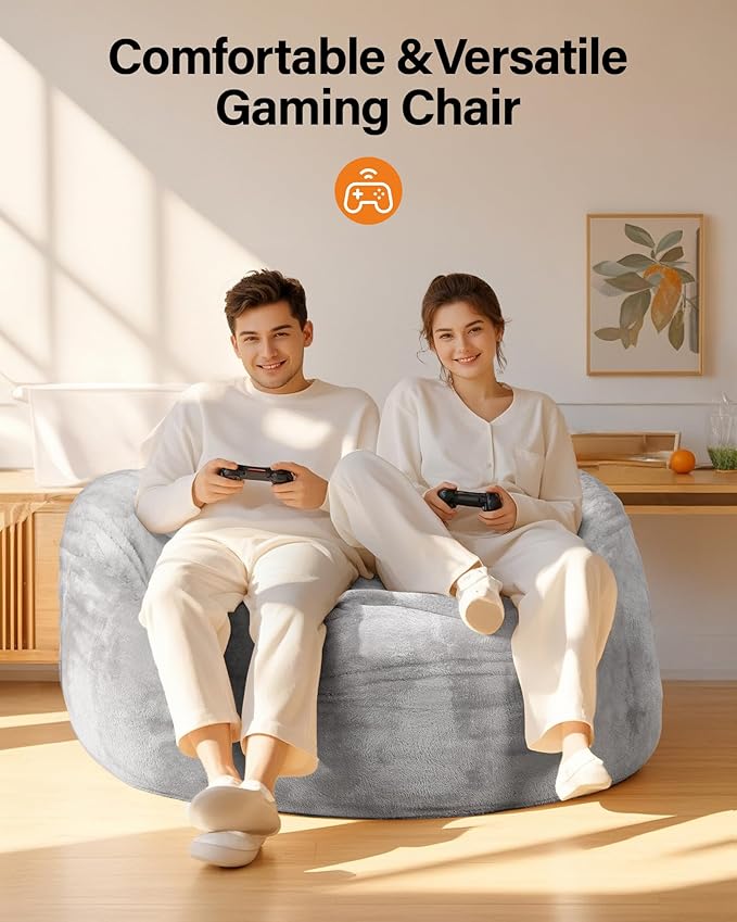 Giant Bean Bag Convertible Chair: Bean Bag Chair for Adults Kids Teens Couples for Lay Sleep in Living Room Bedroom Reading Room Game Room - Bean Bag Chair Supportive Foam Filling Washable(Full)