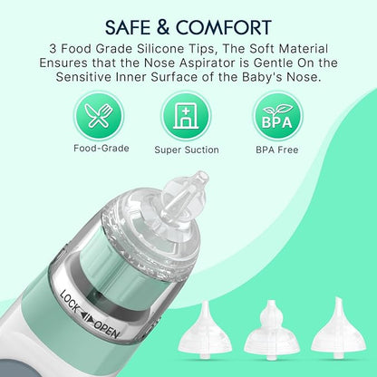 Electric Nasal Aspirator for Baby, Nose Aspirator for Toddlers 3 Silicone