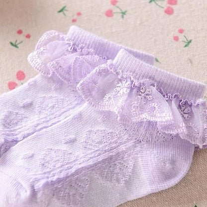 QandSweet Baby Girls' Eyelet Flower Socks Ankle Sock for Newborn