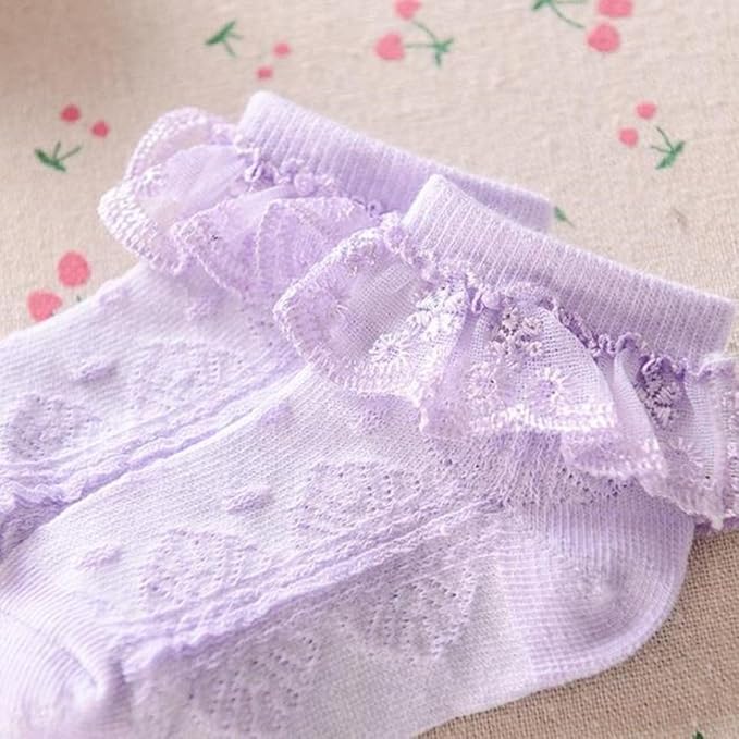 QandSweet Baby Girls' Eyelet Flower Socks Ankle Sock for Newborn