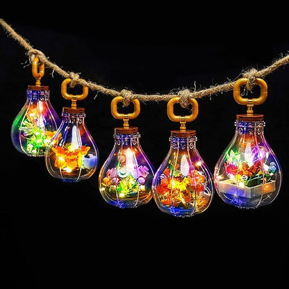 ZYLEGEN Succulents Flowers Light Bulb Building Block Set with 2 LED Lights,Succulents Flowers Building Sets for Adults 7+ Year