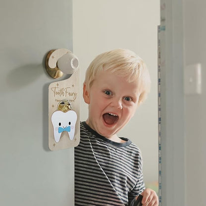 Tooth Fairy Door Hanger, Wooden Tooth Fairy Holder with Tooth
