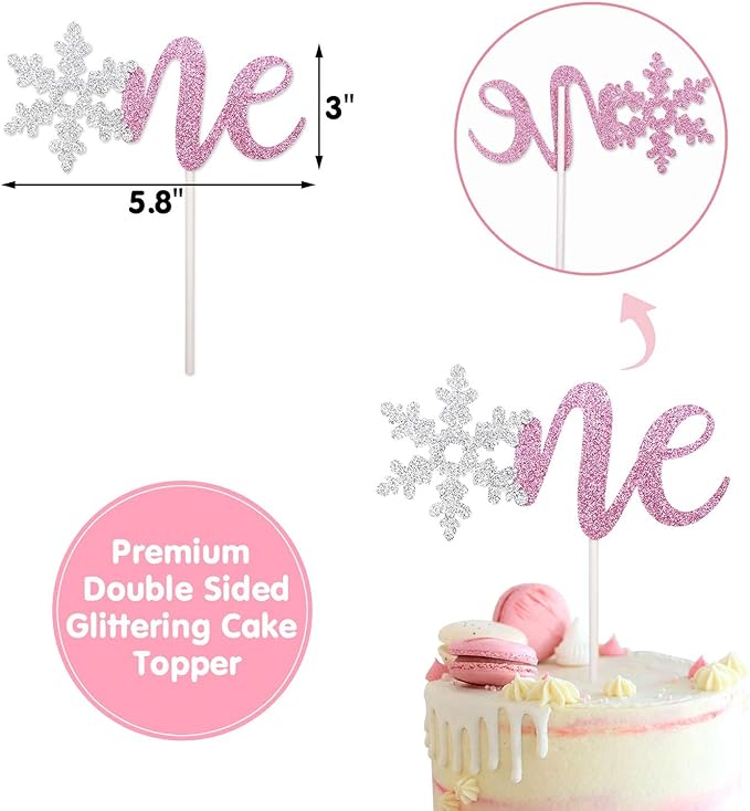 Winter Onederland Highchair Banner, Snowflake One Cake Topper Crown Hat